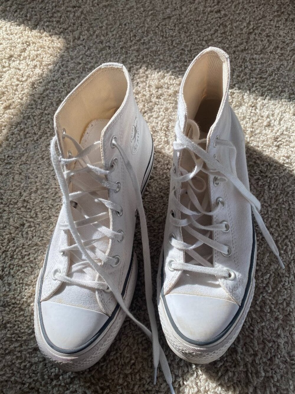 Women's Platform White High Top Converse - Picture 5 of 6